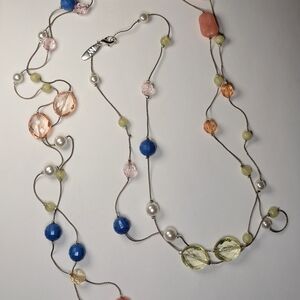 Timeless New York & Co Multi-Color Beaded Long Necklace (Silvertone)